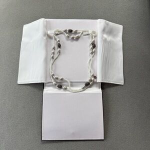 White and Silver Beaded Double Strand Necklace